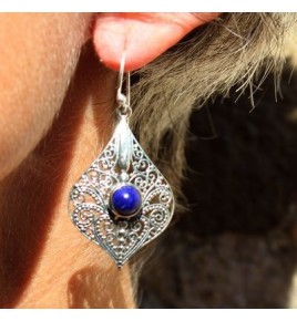 boucles d'oreilles argent 925 et lapis lazuli