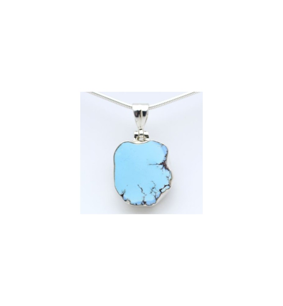 pendentif argent et turquoise du Kazakhstan pendentif argent et turquoise du Kazakhstan