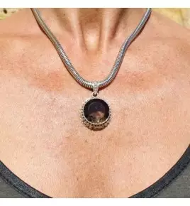 pendentif argent et quartz fum
