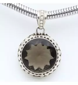 pendentif argent et quartz fum