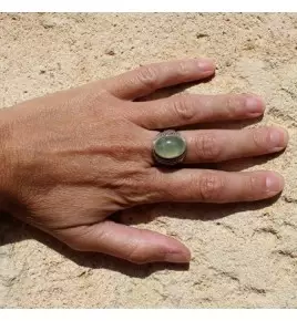 bague argent préhnite