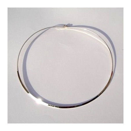Collier Torque Argent 925 - Poinçonné Avec Cabochon Nacre - Bijou Vintage Occasion