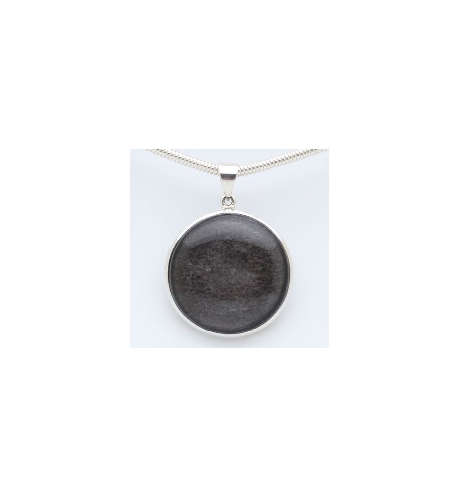 pendentif argent et obsidienne argentée pendentif argent et obsidienne argentée