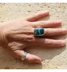 bague argent azurite malachite