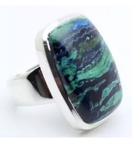 bague argent azurite malachite