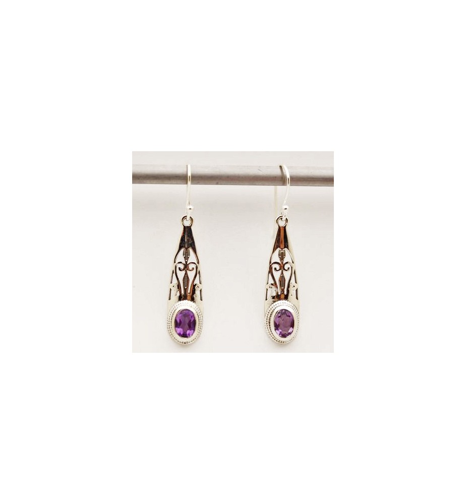 boucles d'oreilles argent et améthyste boucles d'oreilles argent et améthyste