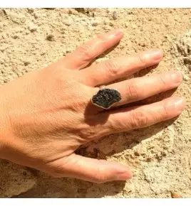 bague argent et moldavite