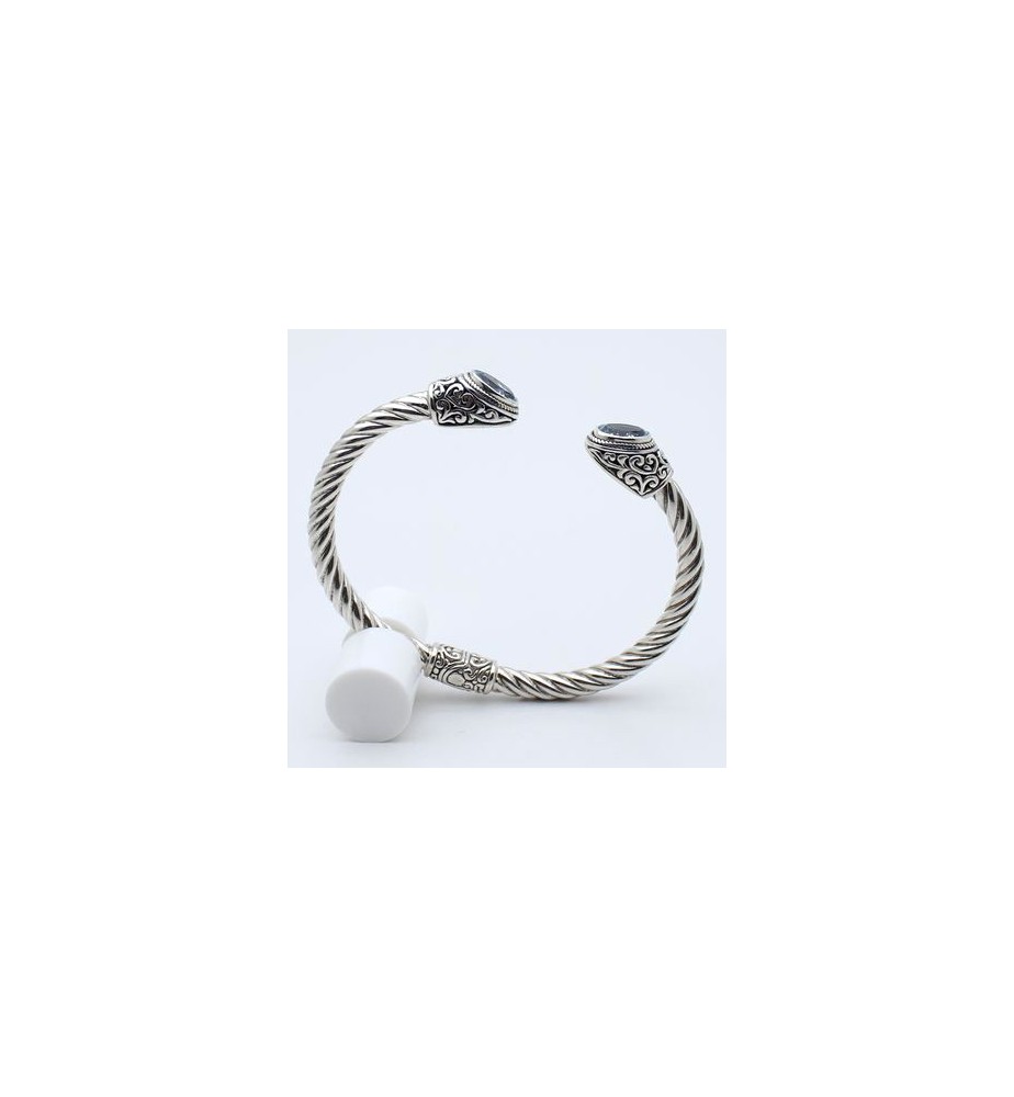 Bracelet jonc argent et topaze bleue Bracelet jonc argent et topaze bleue