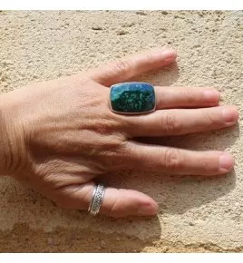 bague argent 925 et chrysocolle azurite malachite