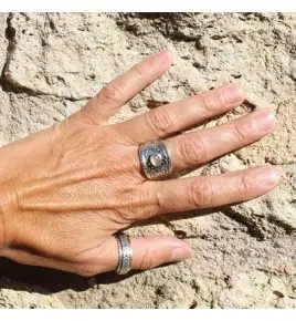 bague argent et quartz rose