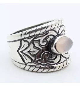 bague argent et quartz rose