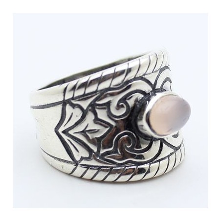 Bague Argent Et Quartz Rose - Bijou Occasion - Pierre Fine Argentée