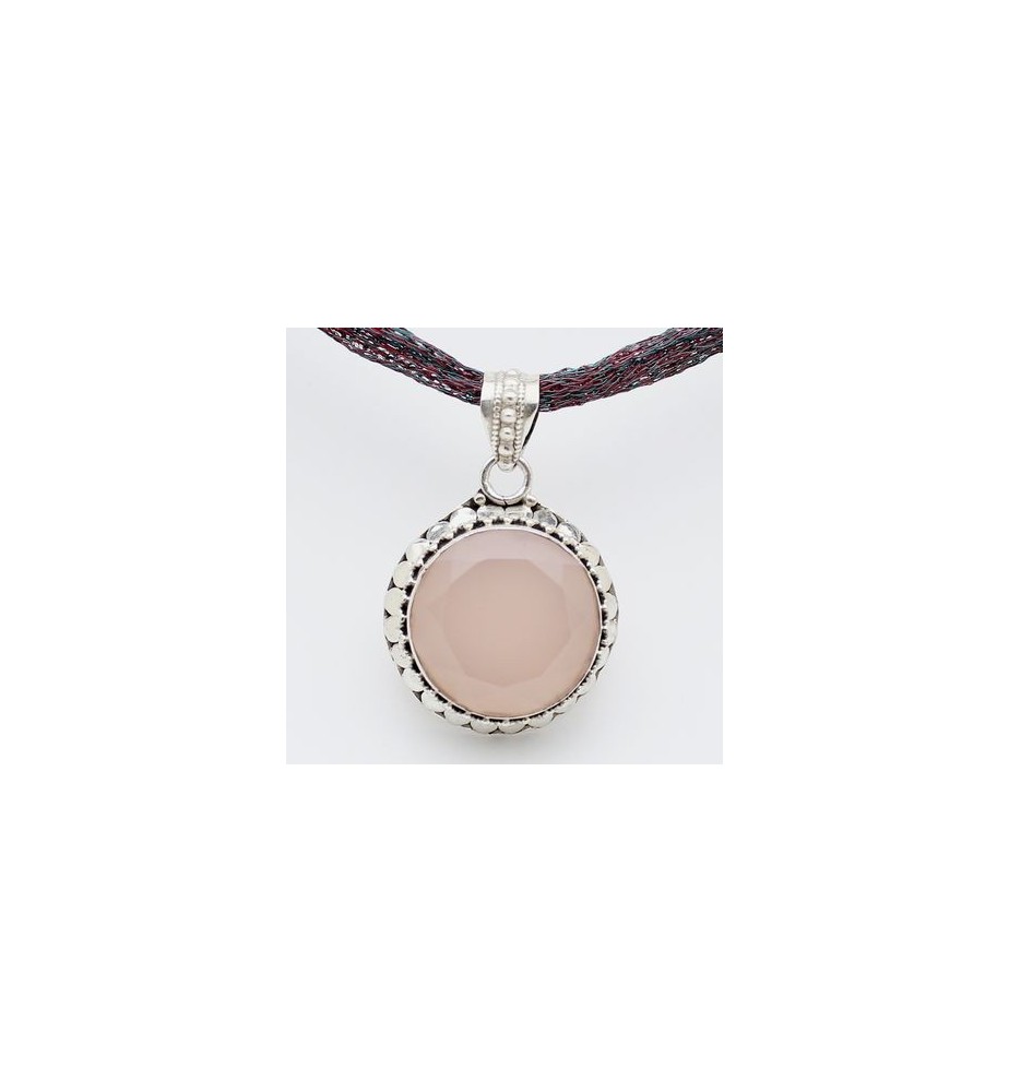 pendentif argent et quartz rose pendentif argent et quartz rose