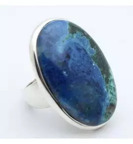 bague argent et chrysocolle azurite malachite