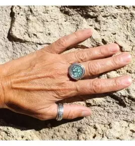bague argent et turquoise arbre de vie