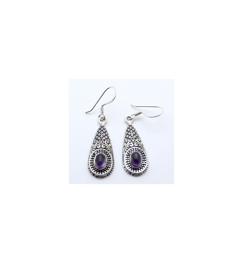 boucles doreilles argent et amethyste boucles doreilles argent et amethyste