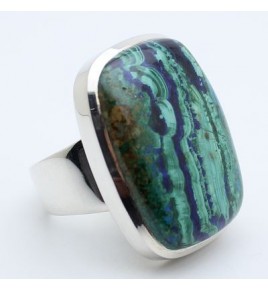 bague argent et azurite malachite