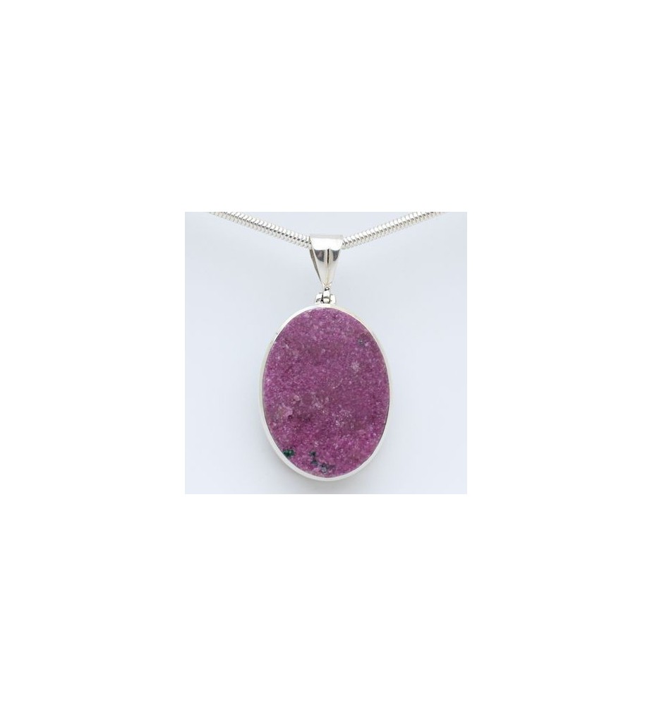 pendentif argent et cobalto-calcite pendentif argent et cobalto-calcite