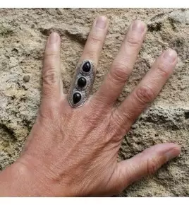 bague argent et onyx