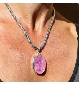 pendentif argent et cobalto-calcite