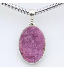 pendentif argent et cobalto-calcite