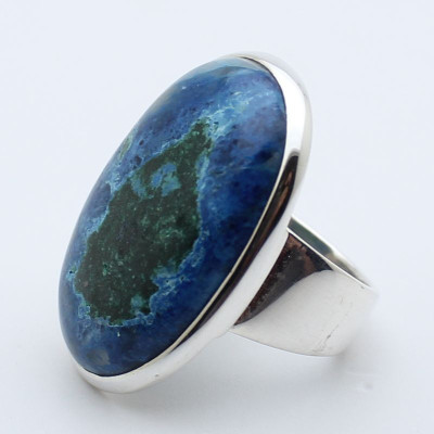 bague argent 925 et chrysocolle