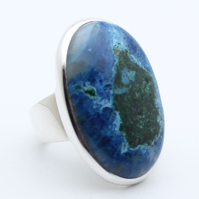 bague argent et chrysocolle azurite malachite