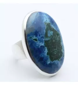 bague argent et chrysocolle azurite malachite