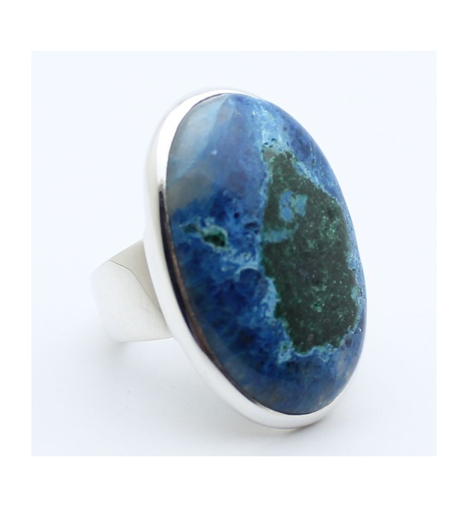 bague argent et chrysocolle azurite malachite