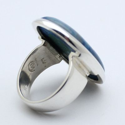 bague argent et pierre bleue
