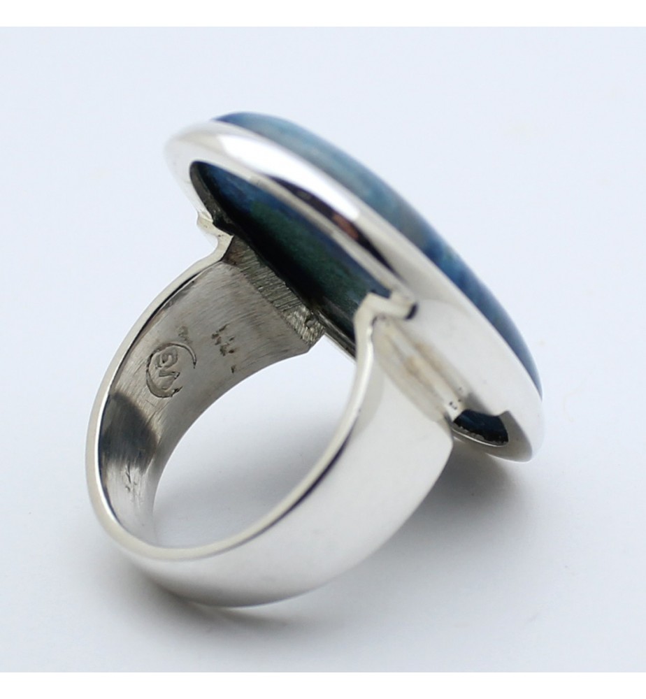 bague argent et pierre bleue